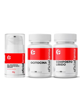 Gel Anest&eacute;sico Pra Ejacula&ccedil;&atilde;o Precoce 30g + Ocitocina (Oxitocina) 30 C&aacute;psulas + Composto Libido 60 Doses