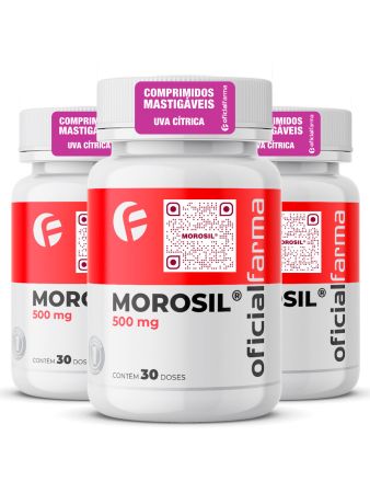 3 Morosil&reg; 500mg 30 Doses Mastig&aacute;veis Com Selo de Autenticidade