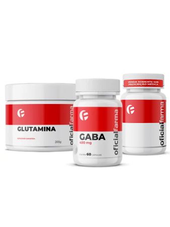 Gaba 400mg 60 C&aacute;psulas + Melatonina 5mg 100 Doses + Glutamina 200g