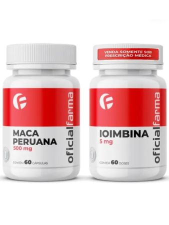 Maca Peruana 500mg 60 C&aacute;psulas + Ioimbina (yohimbine) 5mg 60 doses