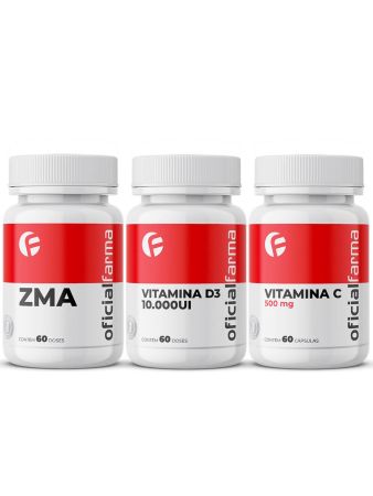 Vitamina C 500Mg 60 C&aacute;psulas + Vitamina D3 10.000UI 60 Doses + Zma 60 Doses